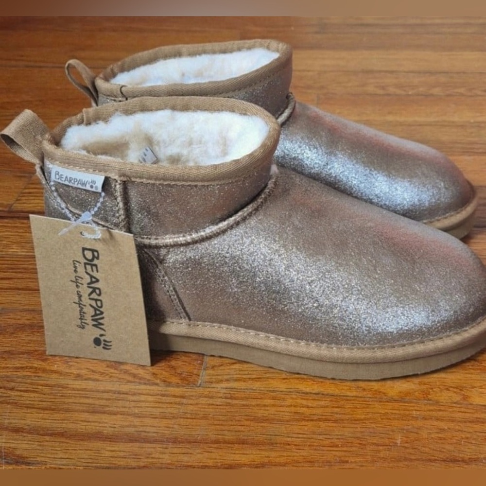 BearPaw Metallic Gold ankle boots
